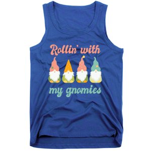 Rolling With My Gnomies Funny Gnome Pun Xmas Garden Gnomes Gift Tank Top