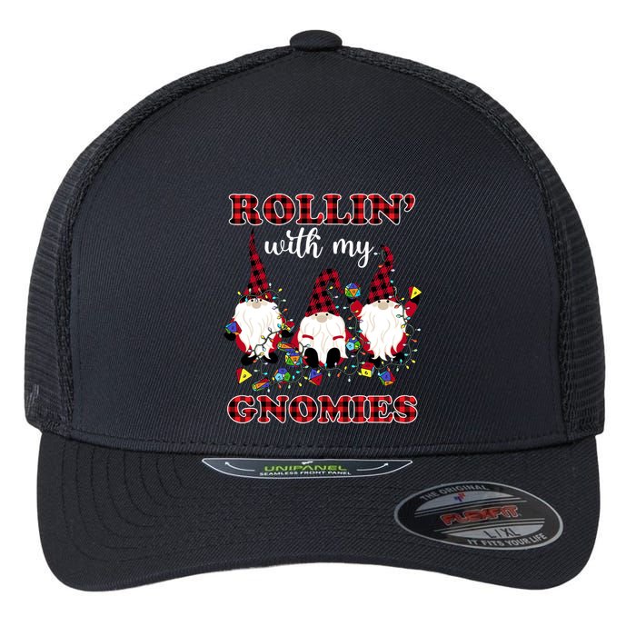 Rollin With My Gnomies Roll For Initiative Christmas Gnomes Gift Flexfit Unipanel Trucker Cap