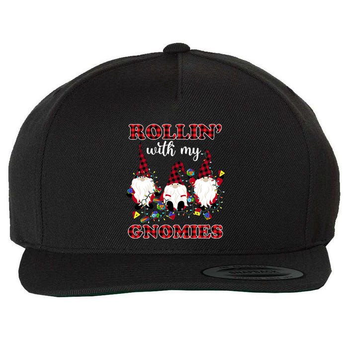 Rollin With My Gnomies Roll For Initiative Christmas Gnomes Gift Wool Snapback Cap
