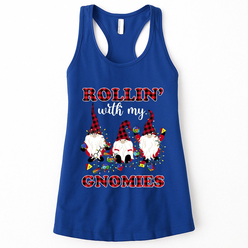 Rollin With My Gnomies Roll For Initiative Christmas Gnomes Gift Womens Tank Top