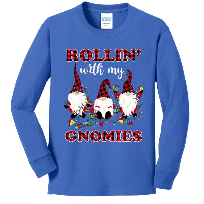 Rollin With My Gnomies Roll For Initiative Christmas Gnomes Gift Kids Long Sleeve Shirt