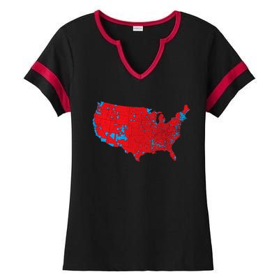 Red Wave Map Of Usa In The 2024 Presidential Election Maga Ladies Halftime Notch Neck Tee