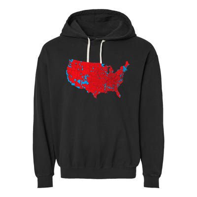 Red Wave Map Of Usa In The 2024 Presidential Election Maga Garment-Dyed Fleece Hoodie