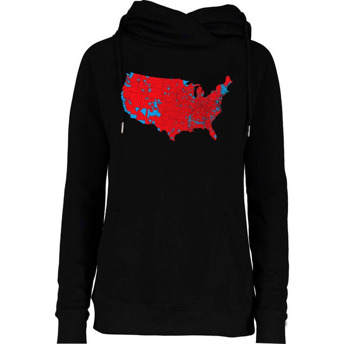 Red Wave Map Of Usa In The 2024 Presidential Election Maga Womens Funnel Neck Pullover Hood