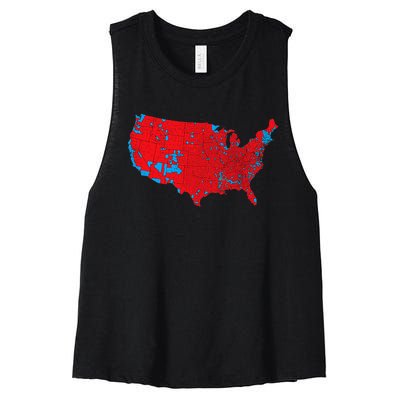 Red Wave Map Of Usa In The 2024 Presidential Election Maga Women's Racerback Cropped Tank