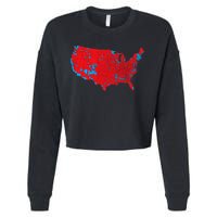 Red Wave Map Of Usa In The 2024 Presidential Election Maga Cropped Pullover Crew