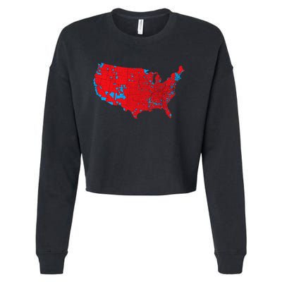 Red Wave Map Of Usa In The 2024 Presidential Election Maga Cropped Pullover Crew