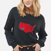 Red Wave Map Of Usa In The 2024 Presidential Election Maga Cropped Pullover Crew