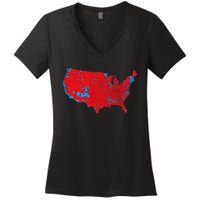 Red Wave Map Of Usa In The 2024 Presidential Election Maga Women's V-Neck T-Shirt