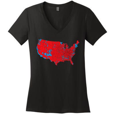 Red Wave Map Of Usa In The 2024 Presidential Election Maga Women's V-Neck T-Shirt