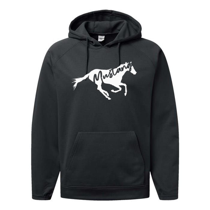 Running Wild Mustang Horse Breed Lover Silhouette Performance Fleece Hoodie