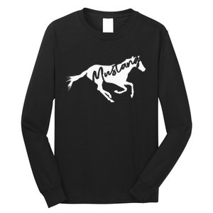 Running Wild Mustang Horse Breed Lover Silhouette Long Sleeve Shirt