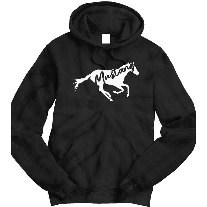 Running Wild Mustang Horse Breed Lover Silhouette Tie Dye Hoodie