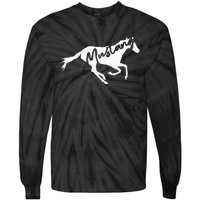 Running Wild Mustang Horse Breed Lover Silhouette Tie-Dye Long Sleeve Shirt