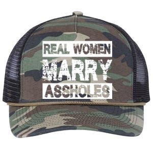 Real Women Marry Assholes Funny Gift Retro Rope Trucker Hat Cap