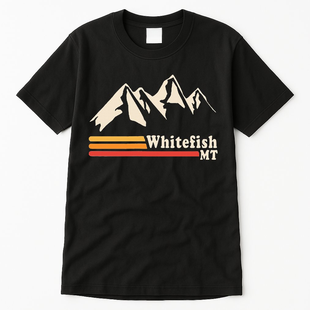 Retro Whitefish Montana Rocky Mountains Ski Tall T-Shirt