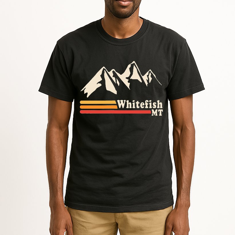 Retro Whitefish Montana Rocky Mountains Ski Tall T-Shirt