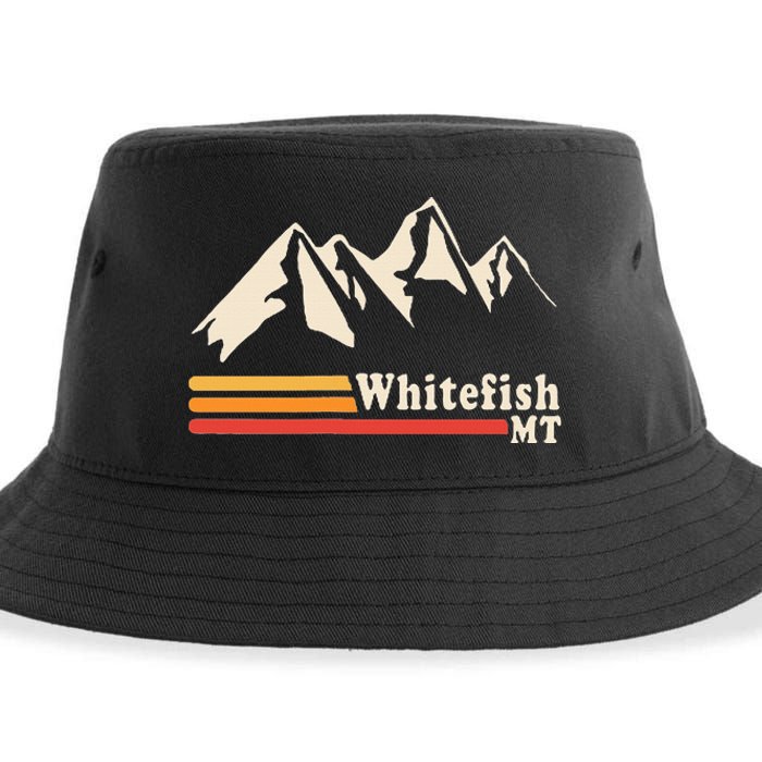 Retro Whitefish Montana Rocky Mountains Ski Sustainable Bucket Hat