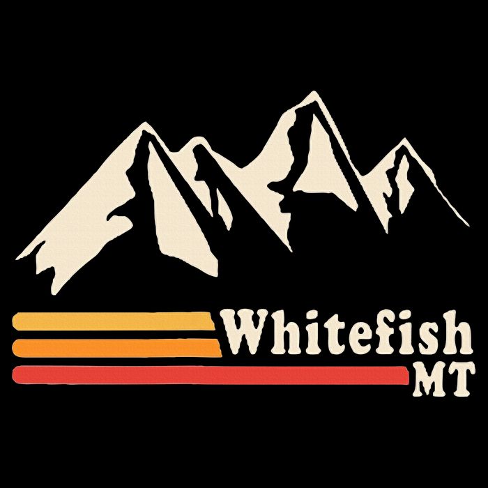 Retro Whitefish Montana Rocky Mountains Ski Drawstring Bag