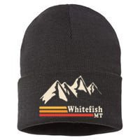 Retro Whitefish Montana Rocky Mountains Ski Sustainable Knit Beanie