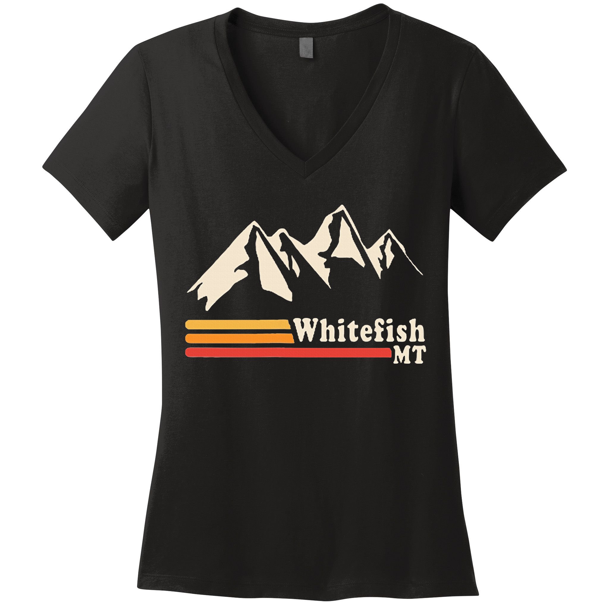 Retro Whitefish Montana Rocky Mountains Ski Women's V-Neck T-Shirt
