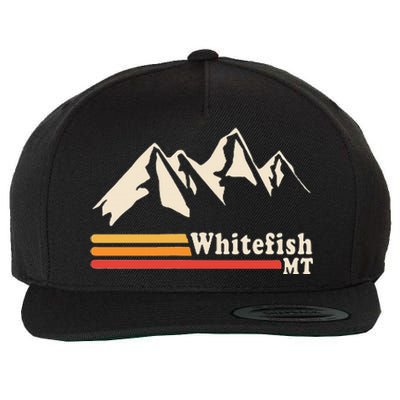 Retro Whitefish Montana Rocky Mountains Ski Wool Snapback Cap