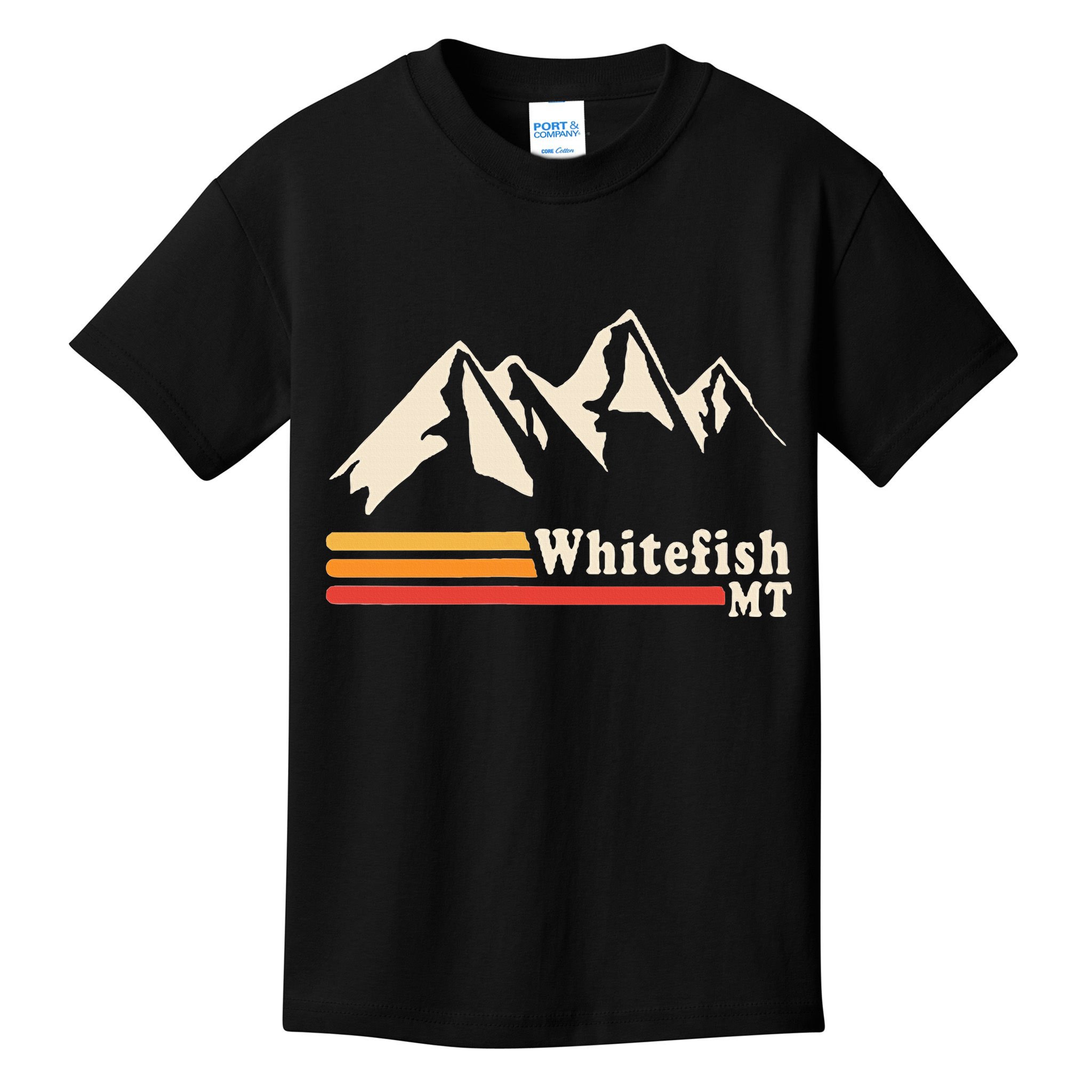 Retro Whitefish Montana Rocky Mountains Ski Kids T-Shirt