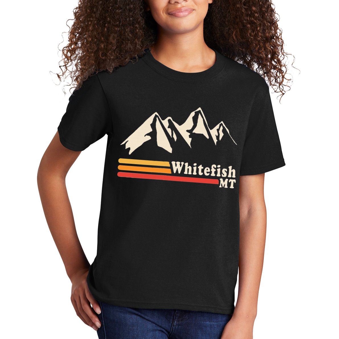 Retro Whitefish Montana Rocky Mountains Ski Kids T-Shirt