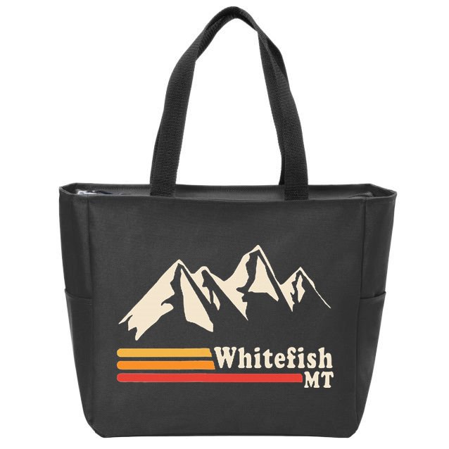 Retro Whitefish Montana Rocky Mountains Ski Zip Tote Bag