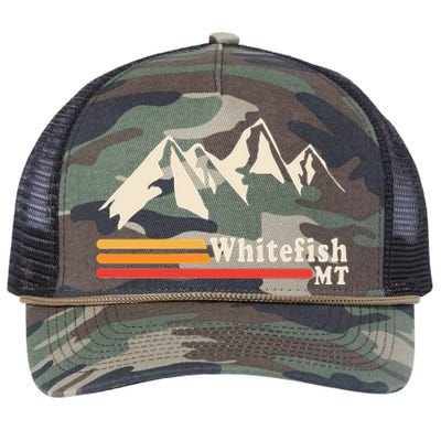 Retro Whitefish Montana Rocky Mountains Ski Retro Rope Trucker Hat Cap