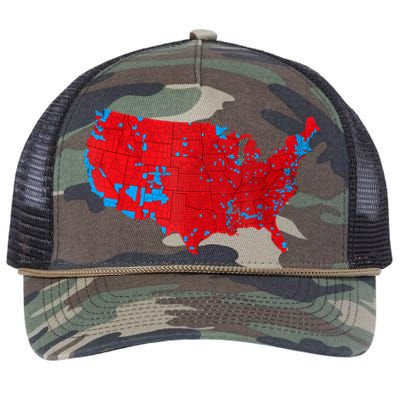 Red Wave Map Of Usa In The 2024 Presidential Election Maga Retro Rope Trucker Hat Cap