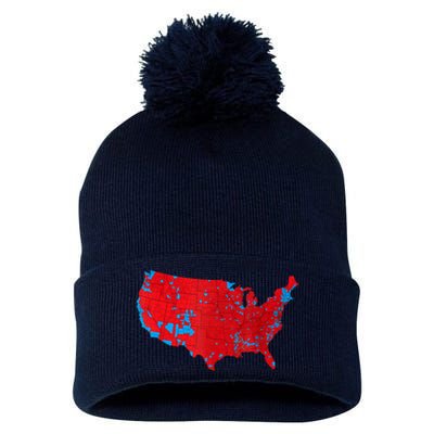 Red Wave Map Of Usa In The 2024 Presidential Election Maga Pom Pom 12in Knit Beanie