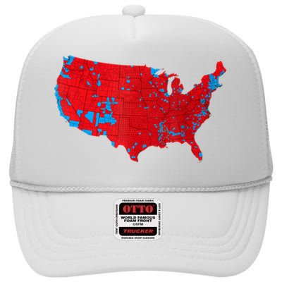 Red Wave Map Of Usa In The 2024 Presidential Election Maga High Crown Mesh Back Trucker Hat