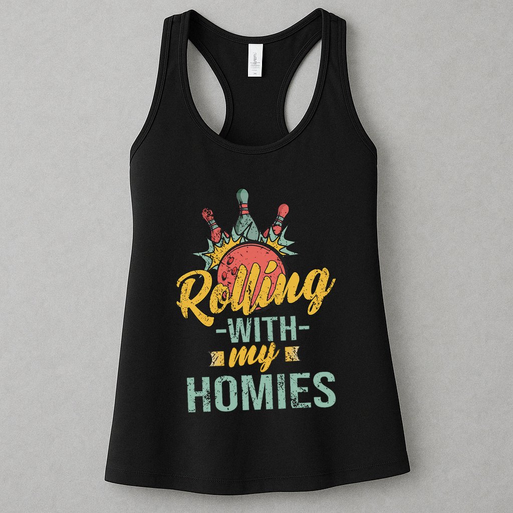 Rollin With My Homies Retro Bowling Womens Tank Top