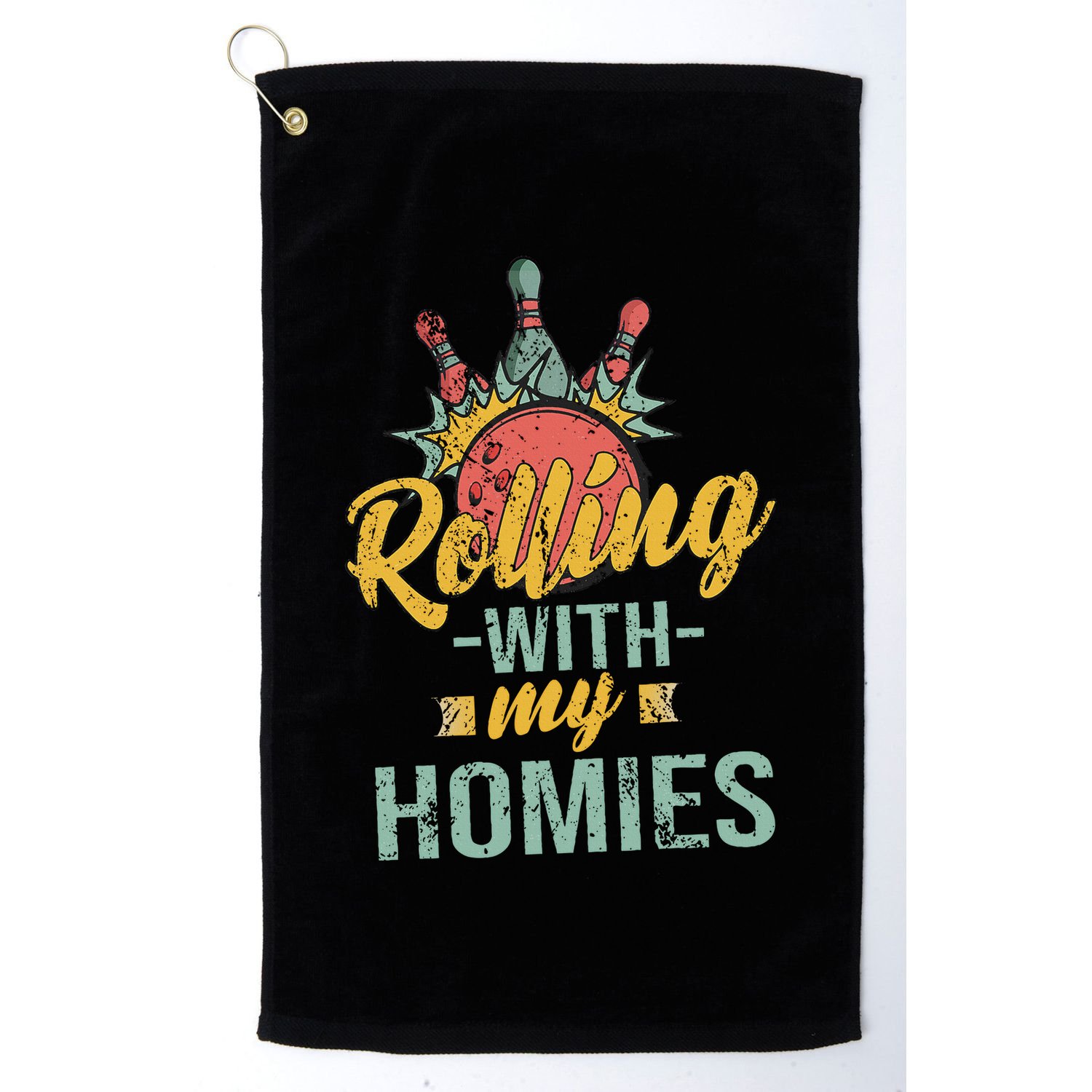 Rollin With My Homies Retro Bowling Golf Towel