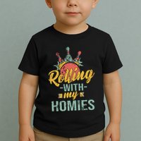 Rollin With My Homies Retro Bowling Toddler T-Shirt