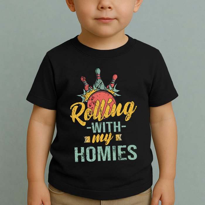 Rollin With My Homies Retro Bowling Toddler T-Shirt