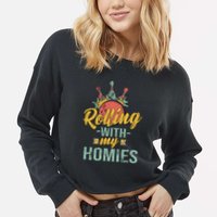 Rollin With My Homies Retro Bowling Cropped Pullover Crew