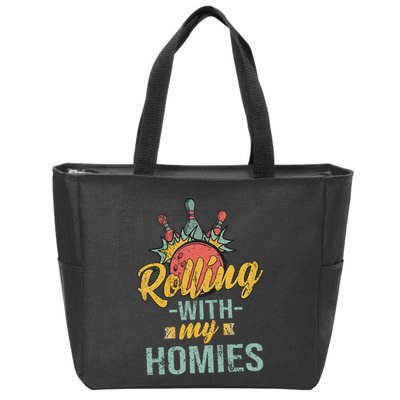 Rollin With My Homies Retro Bowling Zip Tote Bag