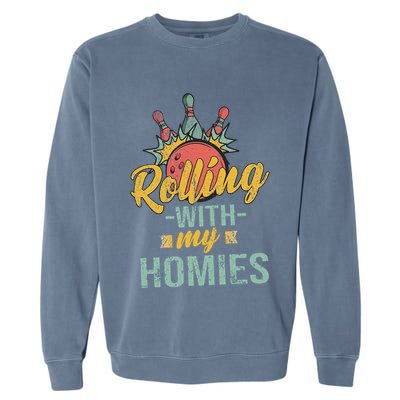 Rollin With My Homies Retro Bowling Garment-Dyed Sweatshirt