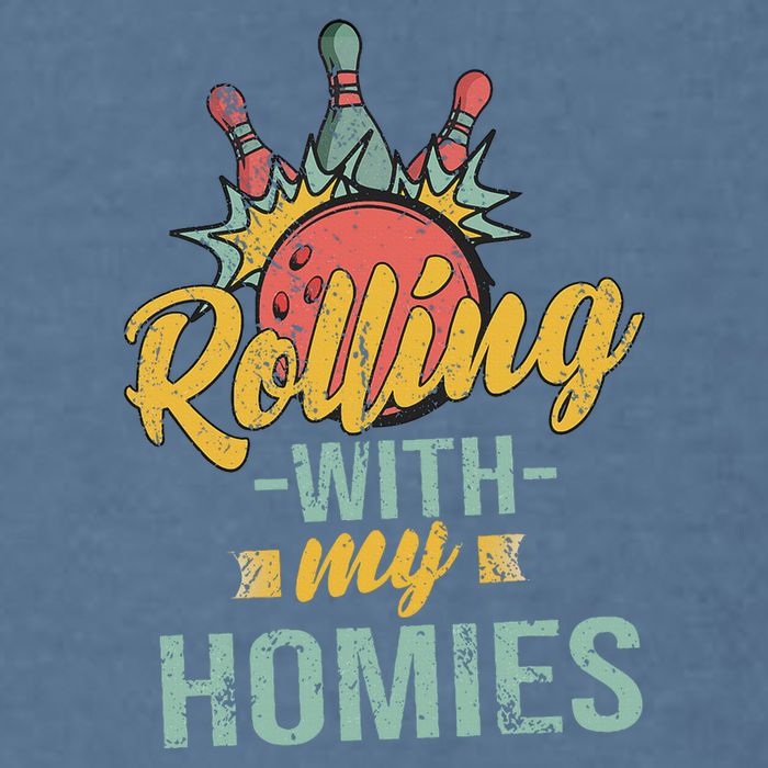 Rollin With My Homies Retro Bowling Garment-Dyed Sweatshirt