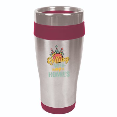 Rollin With My Homies Retro Bowling 16oz Travel Tumbler