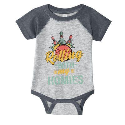 Rollin With My Homies Retro Bowling Infant Baby Jersey Bodysuit