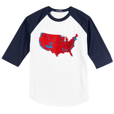 Red Wave Map Of Usa In The 2024 Presidential Election Maga Baseball Sleeve Shirt