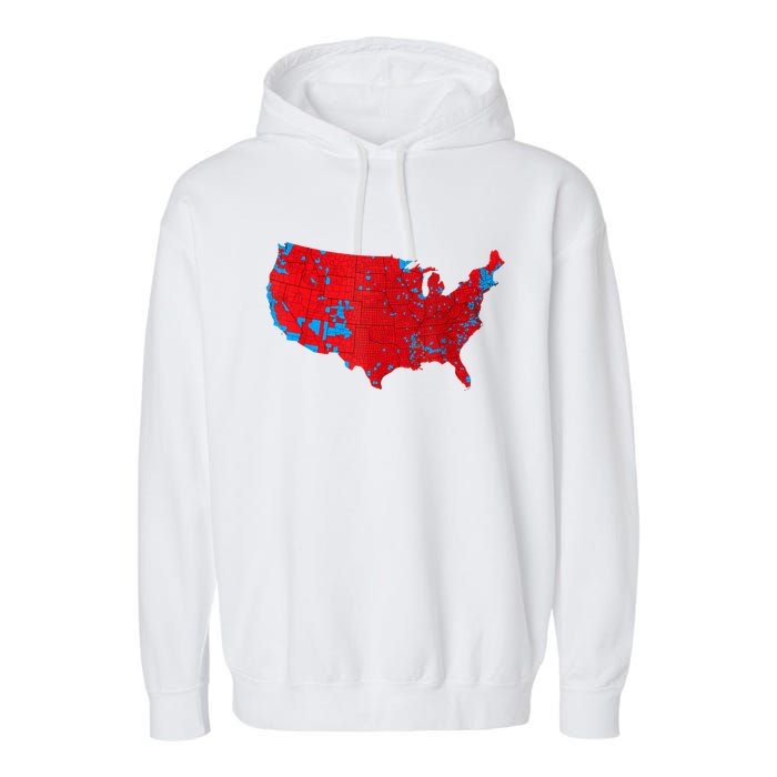 Red Wave Map Of Usa In The 2024 Presidential Election Maga Garment-Dyed Fleece Hoodie