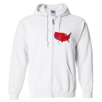 Red Wave Map Of Usa In The 2024 Presidential Election Maga Full Zip Hoodie