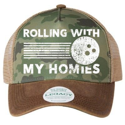 Rolling With My Homies Funny Bowling Legacy Tie Dye Trucker Hat