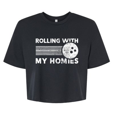 Rolling With My Homies Funny Bowling Bella+Canvas Jersey Crop Tee