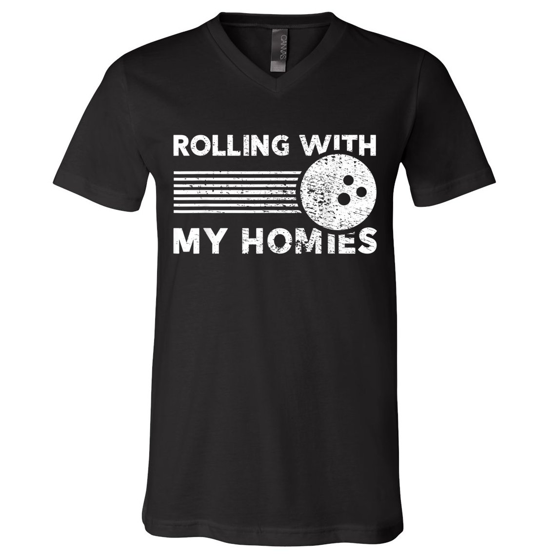 Rolling With My Homies Funny Bowling V-Neck T-Shirt