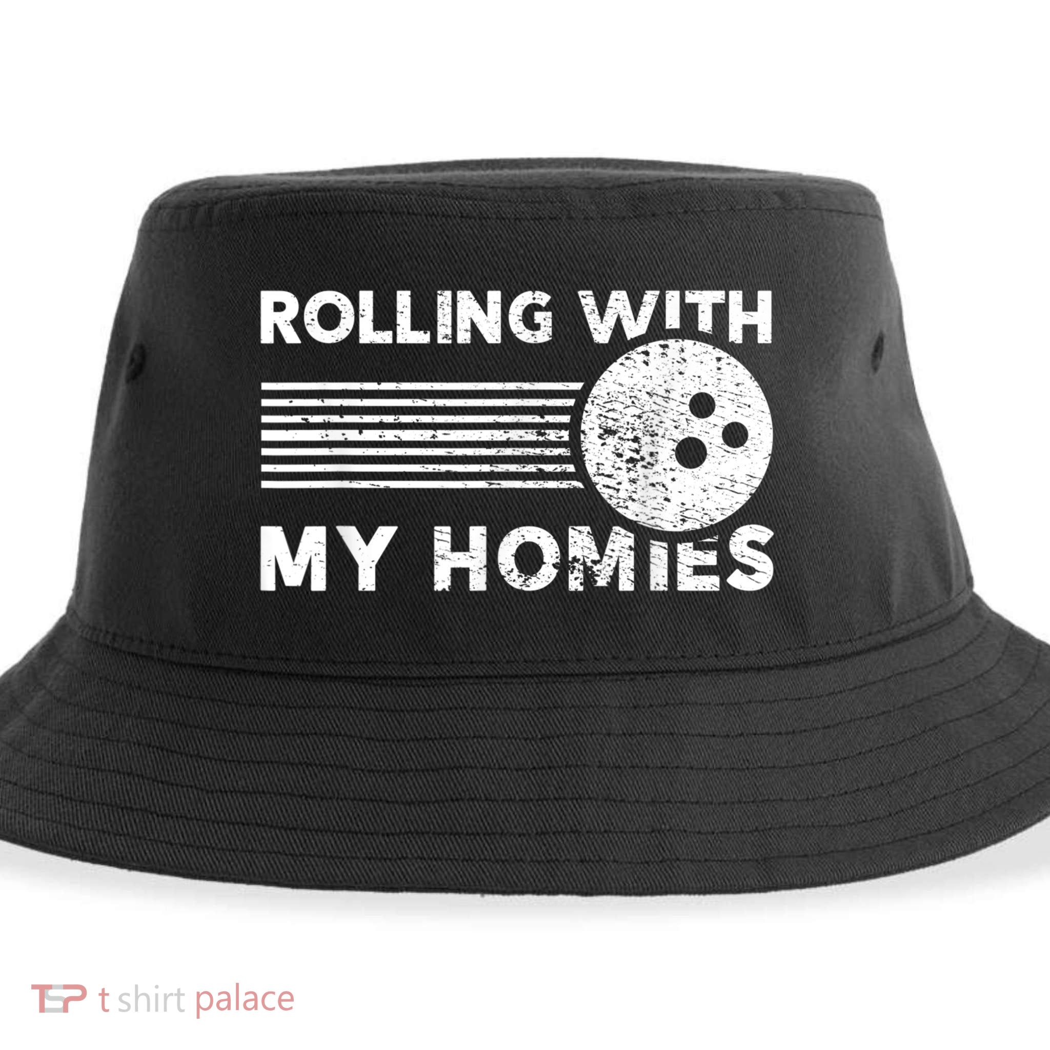 Rolling With My Homies Funny Bowling Sustainable Bucket Hat